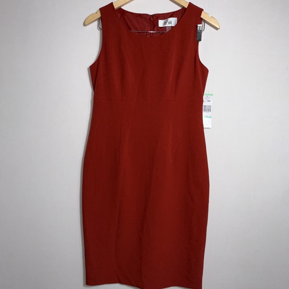 LE SUIT Sheath Dress‎ Women 4 Red Crew Neck Sleeveless 1 Piece Kentucky Derby